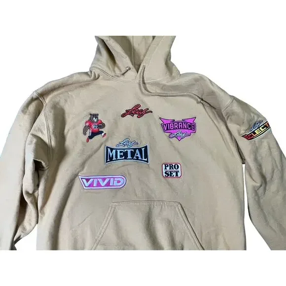 Leaf Trading Cards Hoodie Jacket Sweatshirt SZ M Brand Logo Patches VERY LIMITED